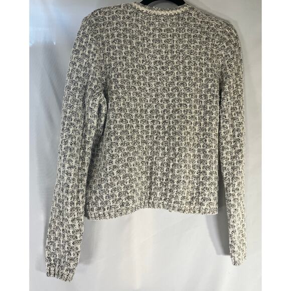J.Crew Black & White Button Accented Chunky Knit Open Cardigan Sweater Size S - Picture 3 of 4
